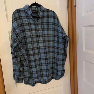 Vermont flannel Henley top 100% cotton XL teal and black